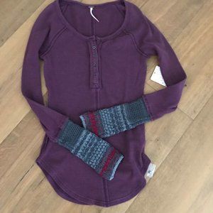 NWT Free People Ski Lodge Henley Thermal Top Shirt sz XS